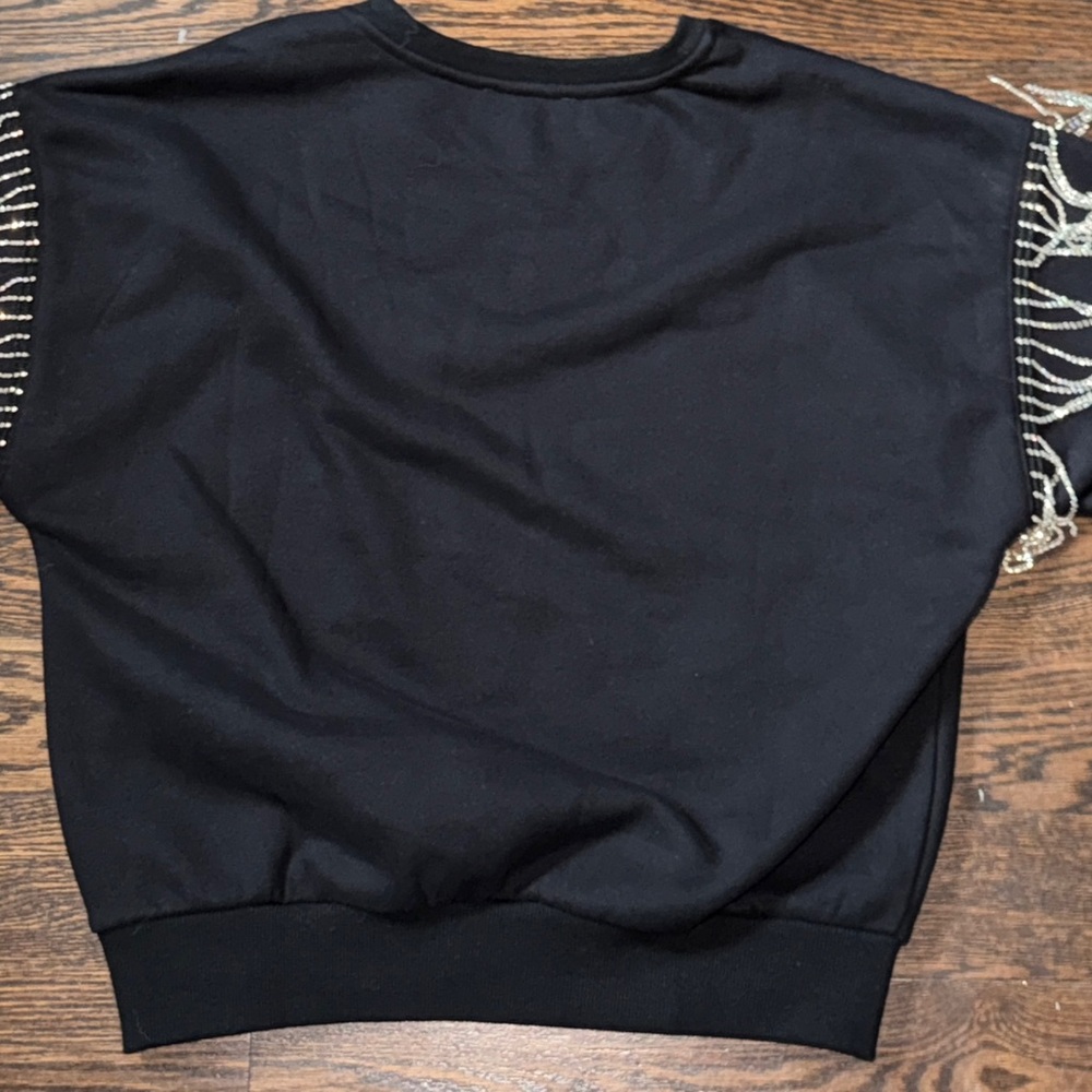 Skies are Blue Sweatshirt with Rhinestone Beaded Sleeves - Picture 9 of 9